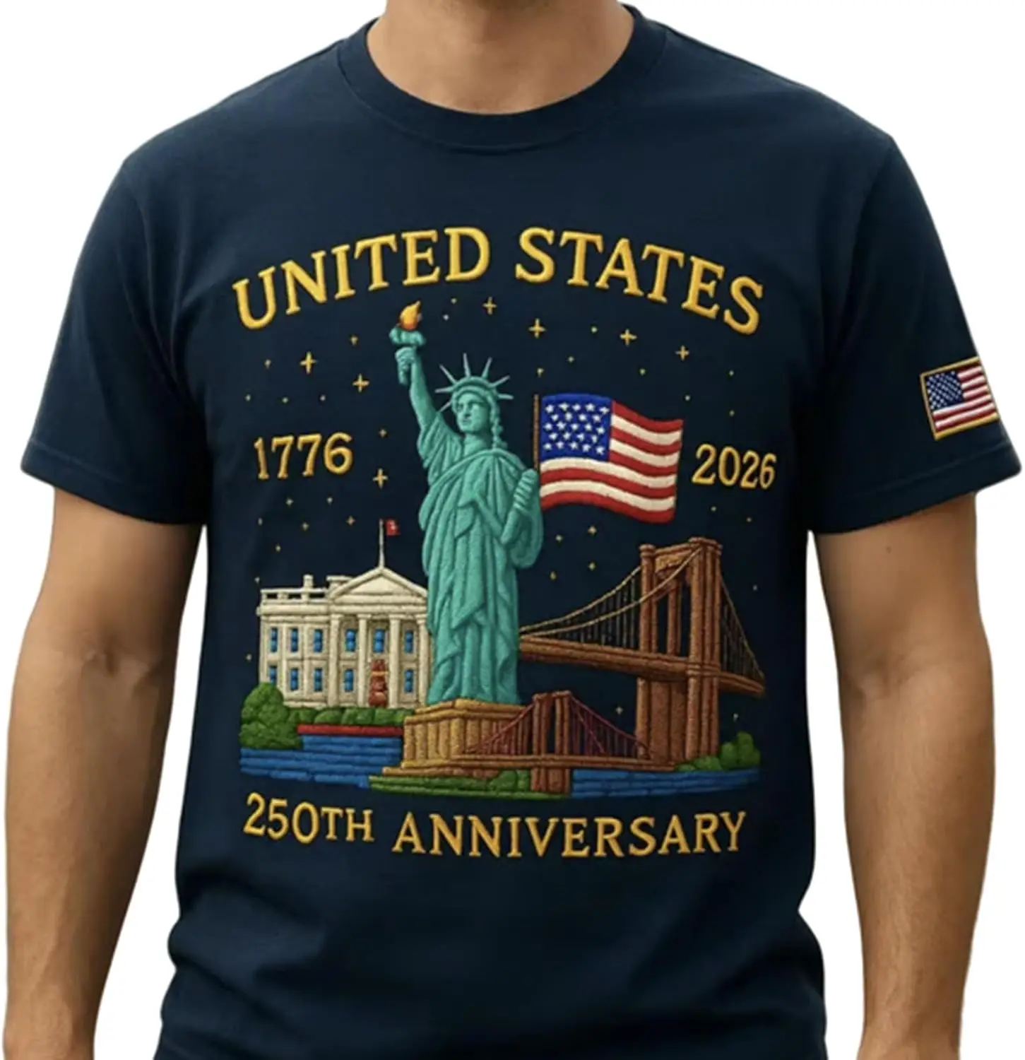 Edition Independence Day T-Shirt States Flag Statue of Liberty T-Shirt for Men Women High Quality Cotton Regular Short Sleeve