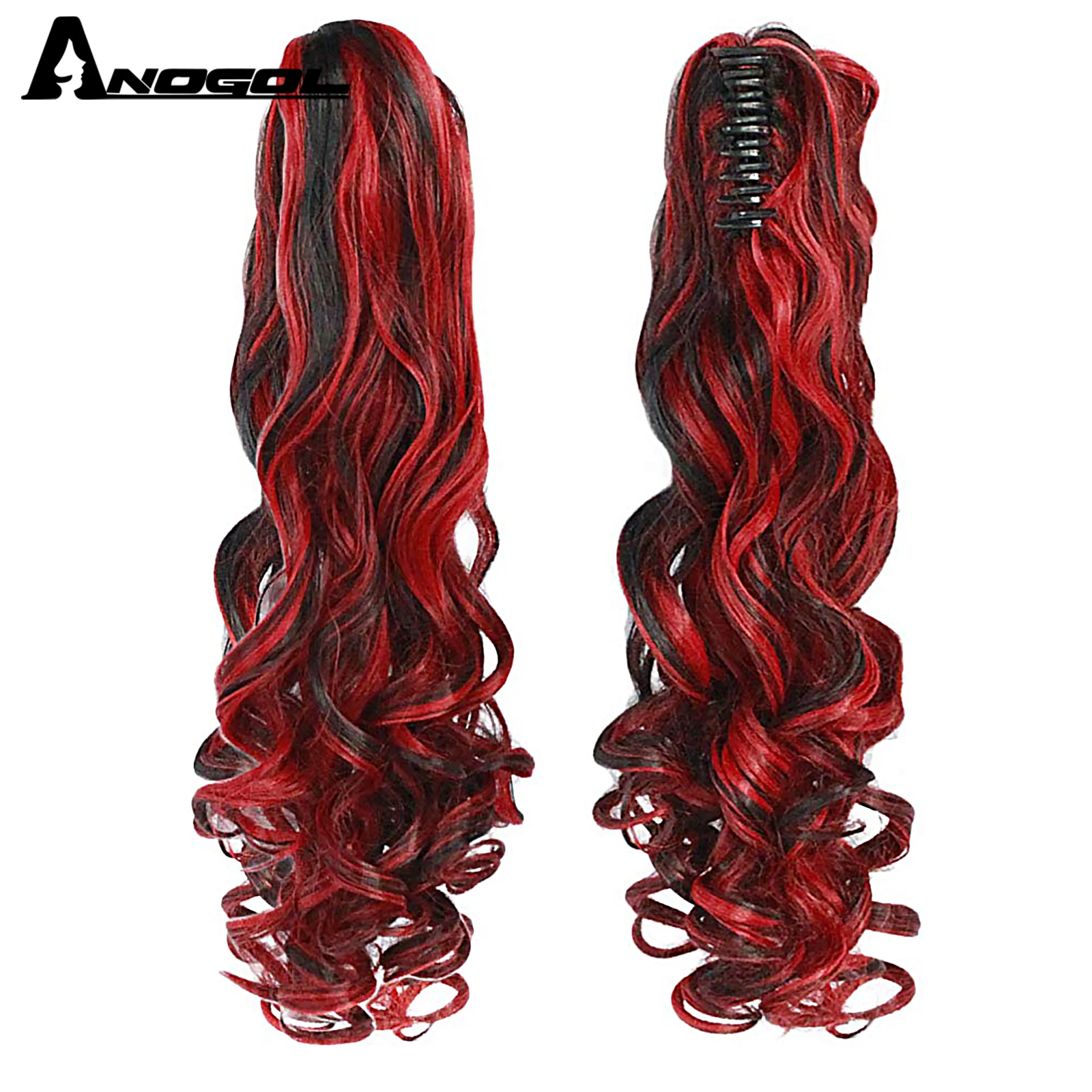 ANOGOL Synthetic Lolita Colored Long Body Wave with Bangs Pink Blonde Mix Multicolor Hair Cosplay Wigs Ponytails for Women Party