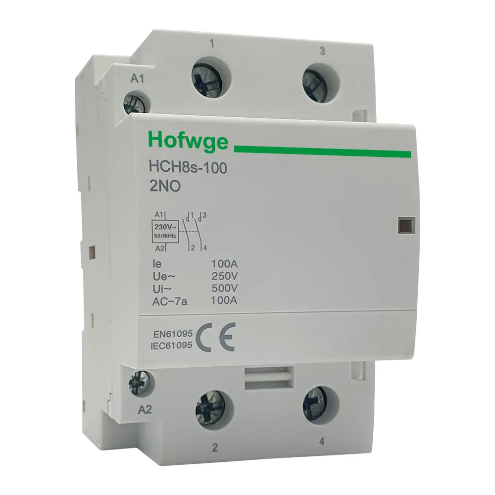 HCH8s-100 Modular Contactor 2P 100A 2NO or 4NO 220V Automatic Household Contactor Din Rail Type