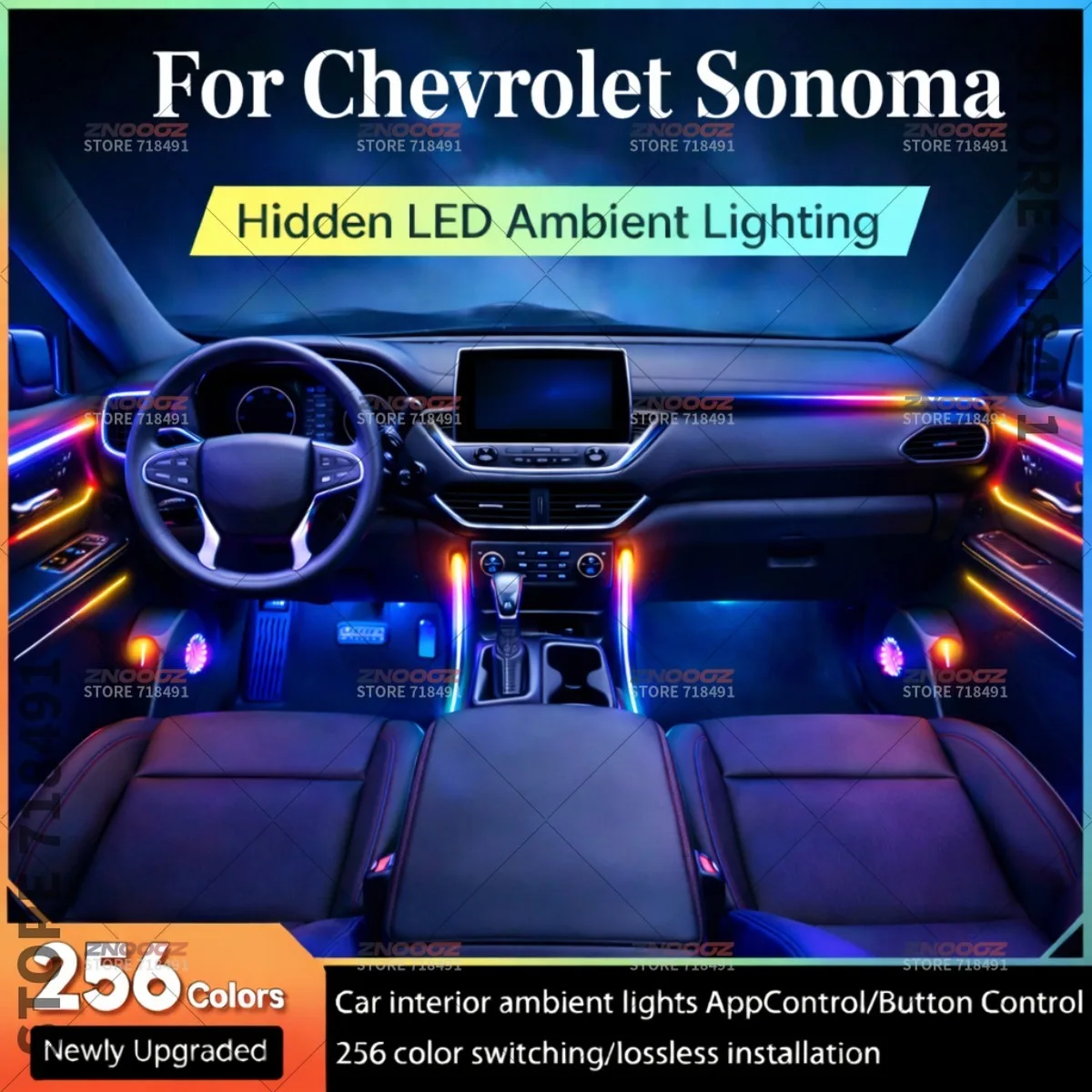 

22в1 RGB интерьер автомобиля акриловые автомобильные окружающие освещение RGB скрытая акриловая полоса украшения атмосферные аксессуары для ChevroletSonoma