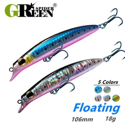 GREENSPIDER NEW Wobblers 106mm 18g Floating Hard Bait Minnow Crank Fishing lures Sea Bass Fresh Salt water