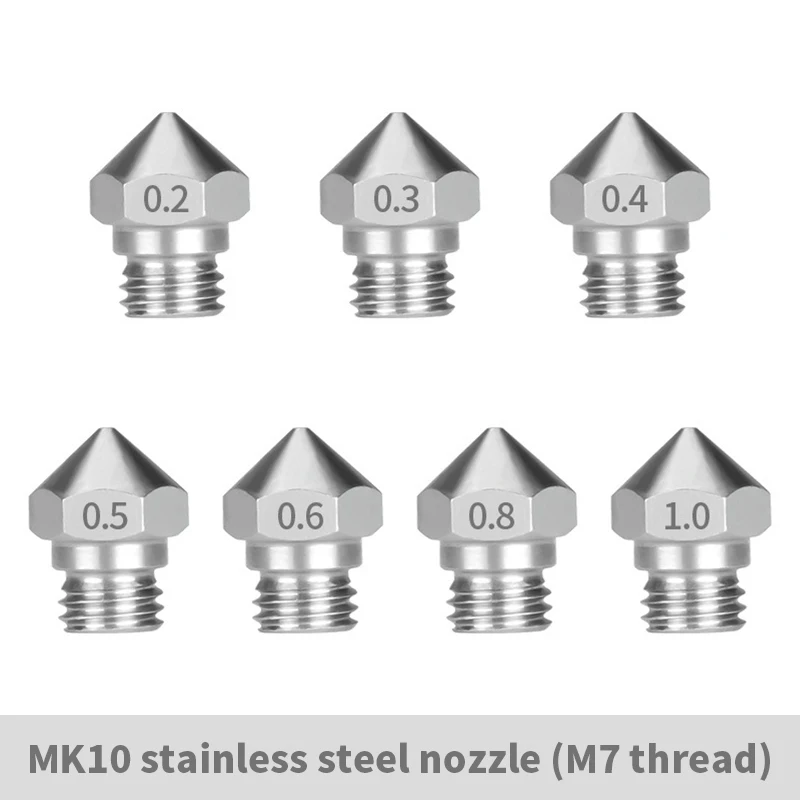 3D Printer Hotend Nozzle MK10 M7 Draad 0.2/0.3/0.4/0.5/0.6/0.8/1.0mm Voor 1.75Mm Filament 3D Printer Onderdelen Nozzle Upgrade Kit