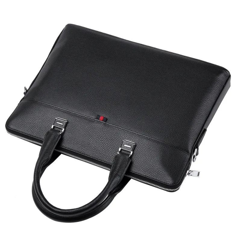 New Briefcase Business Genuine Leather Handbag Horizontal Top Layer Cowhide Men's Luxury Men Bag Single Shoulder Crossbody