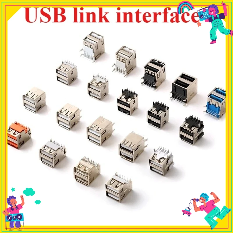 

10PCS USB Interface Double-layer USB Socket Type A Standard Port Male and Female Solder Socket DIP Straight Bent Pin PCB Socket