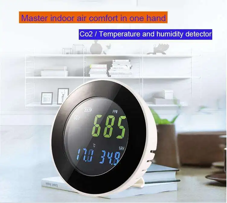 HTI HT-501 WiFi CO2 Meter Air Quality Monitor Temperature Humidity Device for Home Environment Monitoring