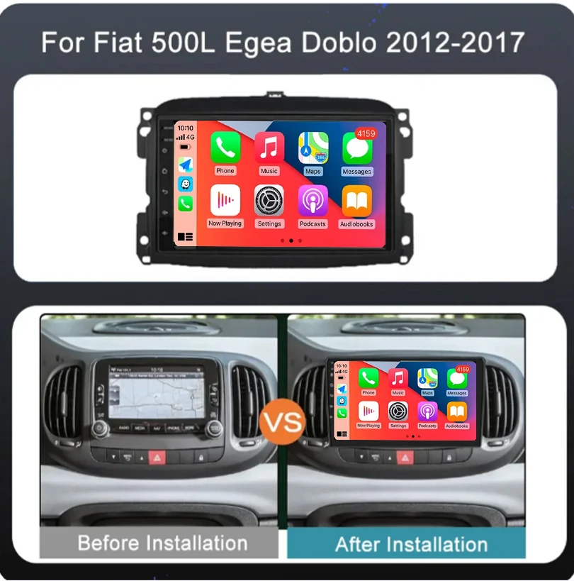 Android 14 Car Radio For Fiat 500L Egea Doblo 2012-2017 Multimedia Stereo Autoradio DSP CarPlay Video Audio Navigation IPS 4G BT