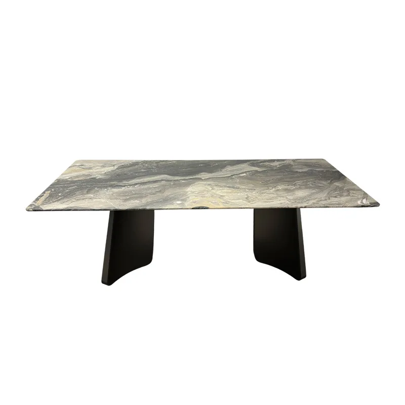 

Marble dining table countertop rectangular villa lobby dining table design office hotel marble slab