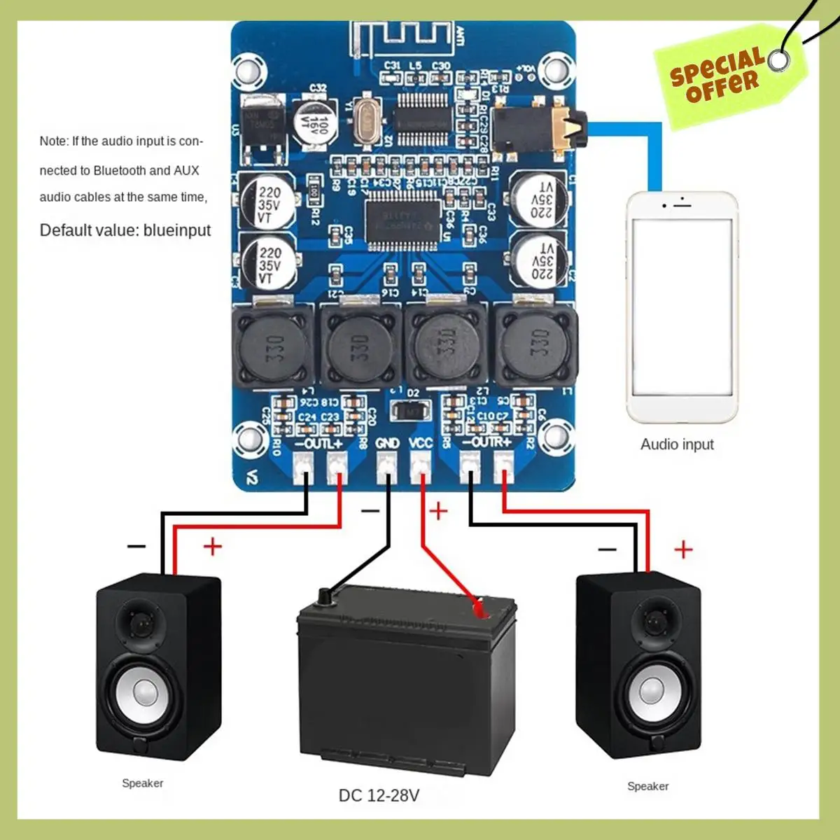Advanced XH-M314 Bluetooth Digital Power Amplifier Board TPA3118 Dual 45W Audio Module AUX Decoding
