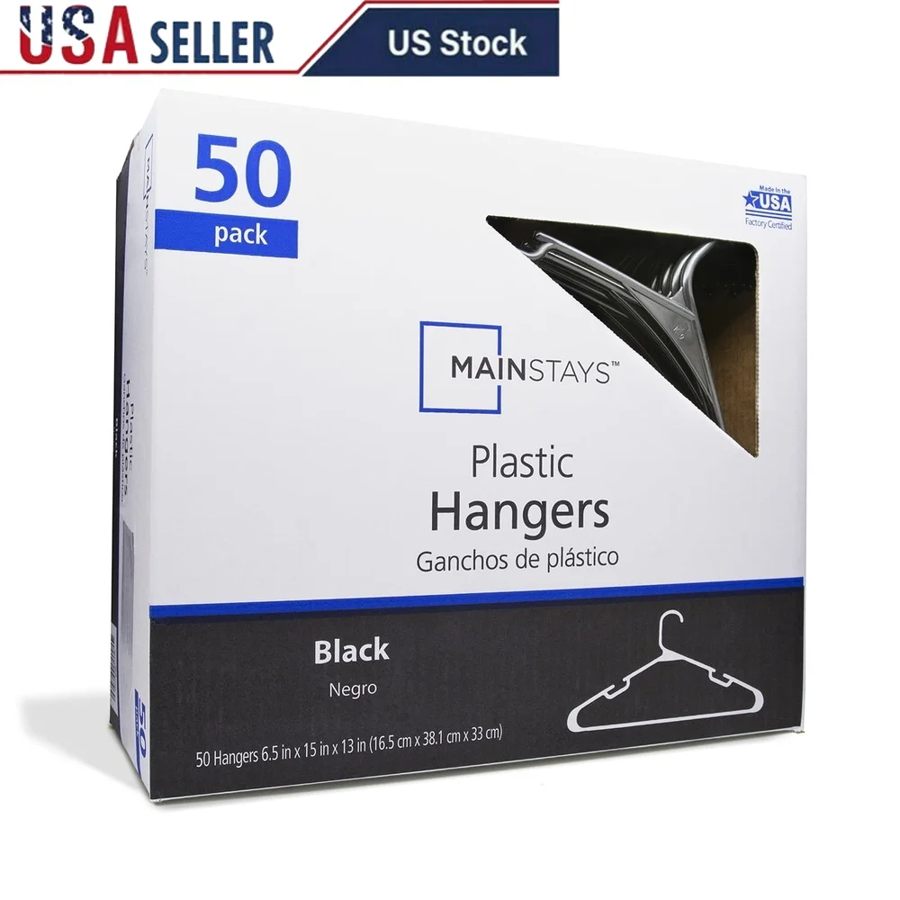

Durable Plastic Clothes Hangers 50 Pack Lightweight Sturdy Everyday Use Ideal Home Office Laundry Room Clothing Storage