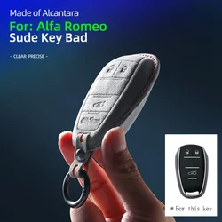 Alcantara Car Key Case Cover Shell For Alfa Romeo Giulia Stelvio Mito Giulietta Brera 4C 159 GTA 147 156 Mito 166 GT JTD