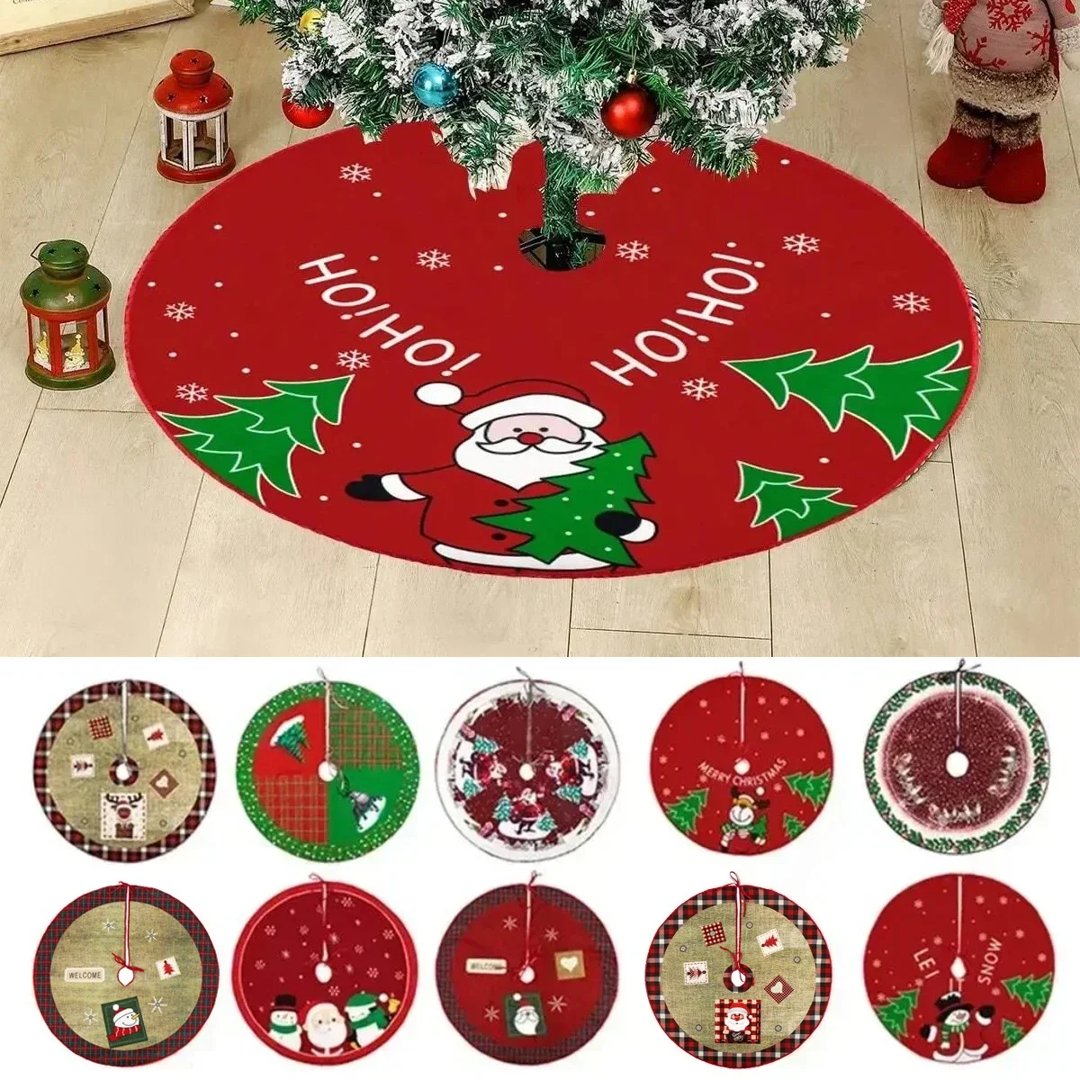 

60/70/90cm Cartoon Christmas Tree Skirt Crafts Tree Surround Base Set Merry Christmas Decoration for Home Xmas Ornaments Navidad