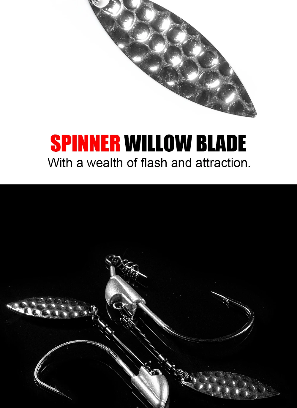 Palisander Einzelhaken mit Metalllöffel Underspin Jigheads Blatt Swimbait Haken 1/0 2/0 3/0 Weicher Köder Bass Tackle Zubehör 2St – Detail 5