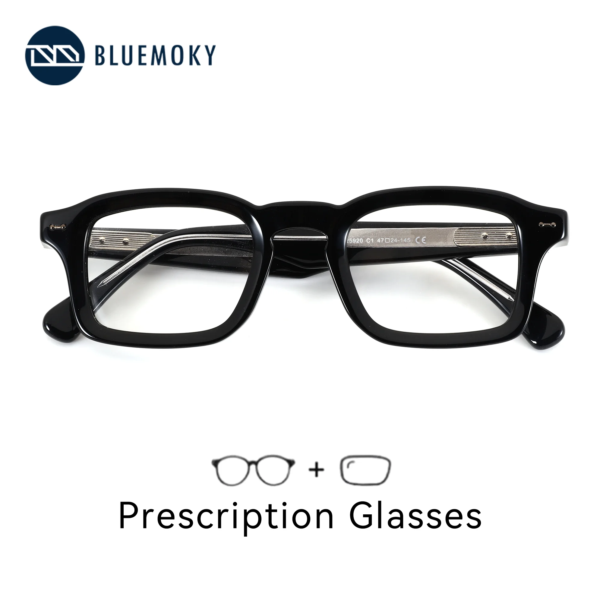 

BLUEMOKY S размер прямоугольные очки по рецепту для мужчин, ацетатная близорукость, прогрессивные оптические линзы с рецептом