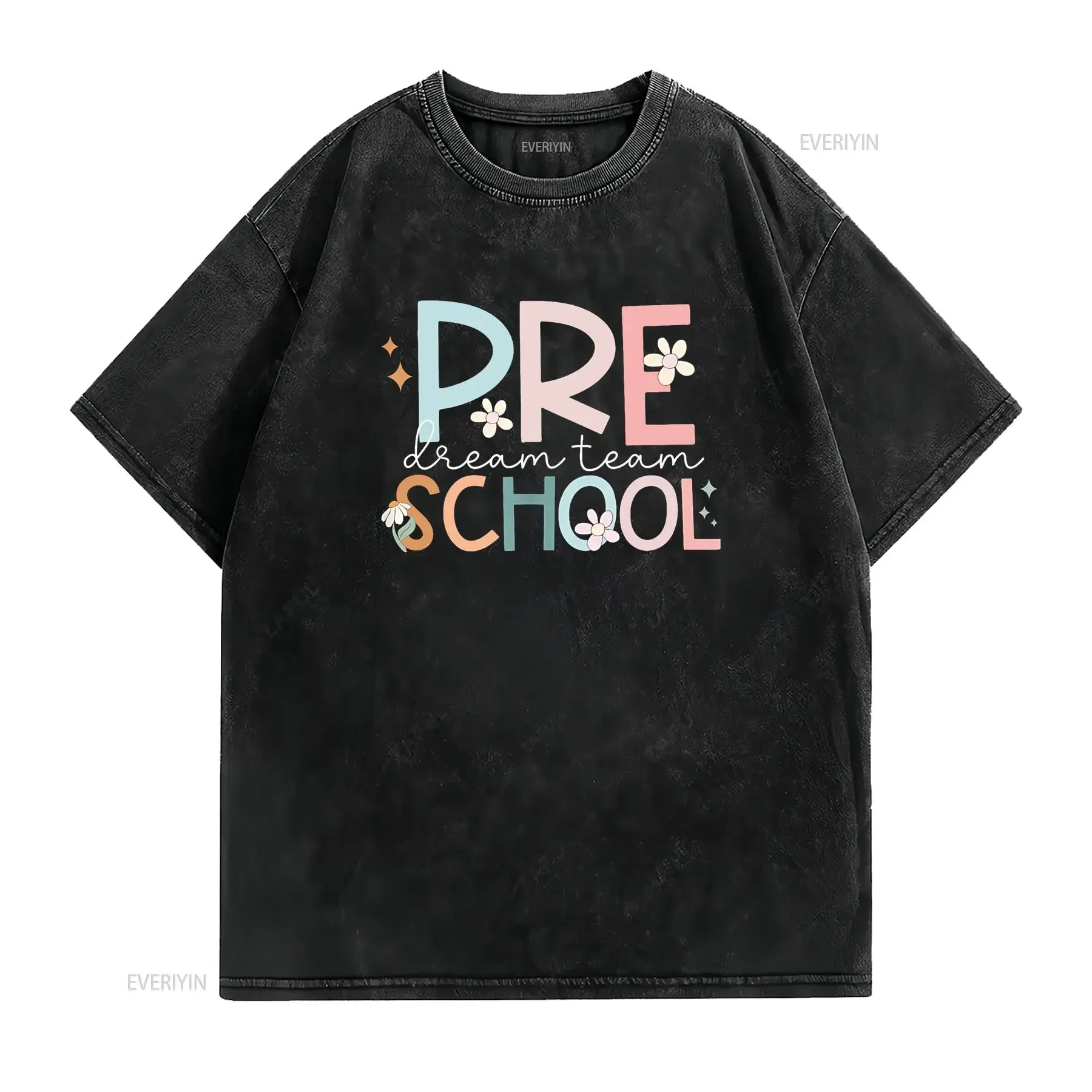 تي شيرت لمرحلة ما قبل المدرسة Dream Team Retro Back To School Teacher Student تي شيرت عتيق مغسول ومسامي ملابس مريحة