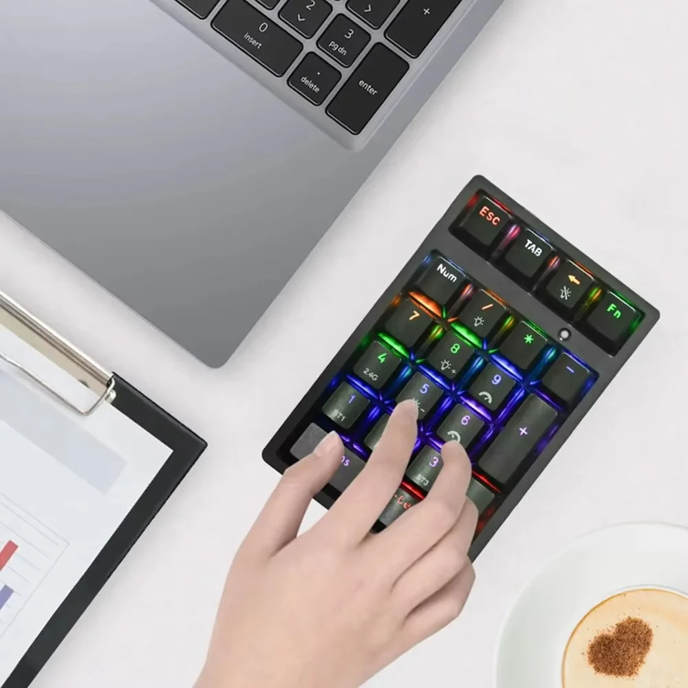 

USB Wired Numeric Mechanical Keypad with RGB LED Backlit 21 Key Wireless Numeric Keypad for Notebook Computer Laptop Game