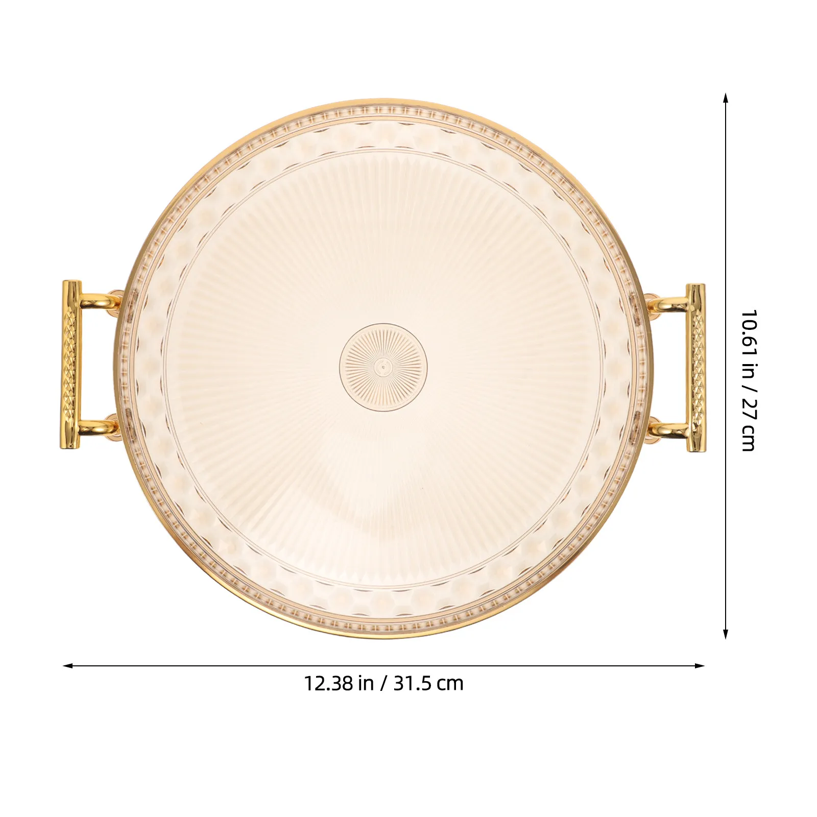 Timeless Round Decorative Tray Clear Plastic with Easy-Carry Handles for Tea Coffee Dessert Fruit Serving Jewelry Vanity