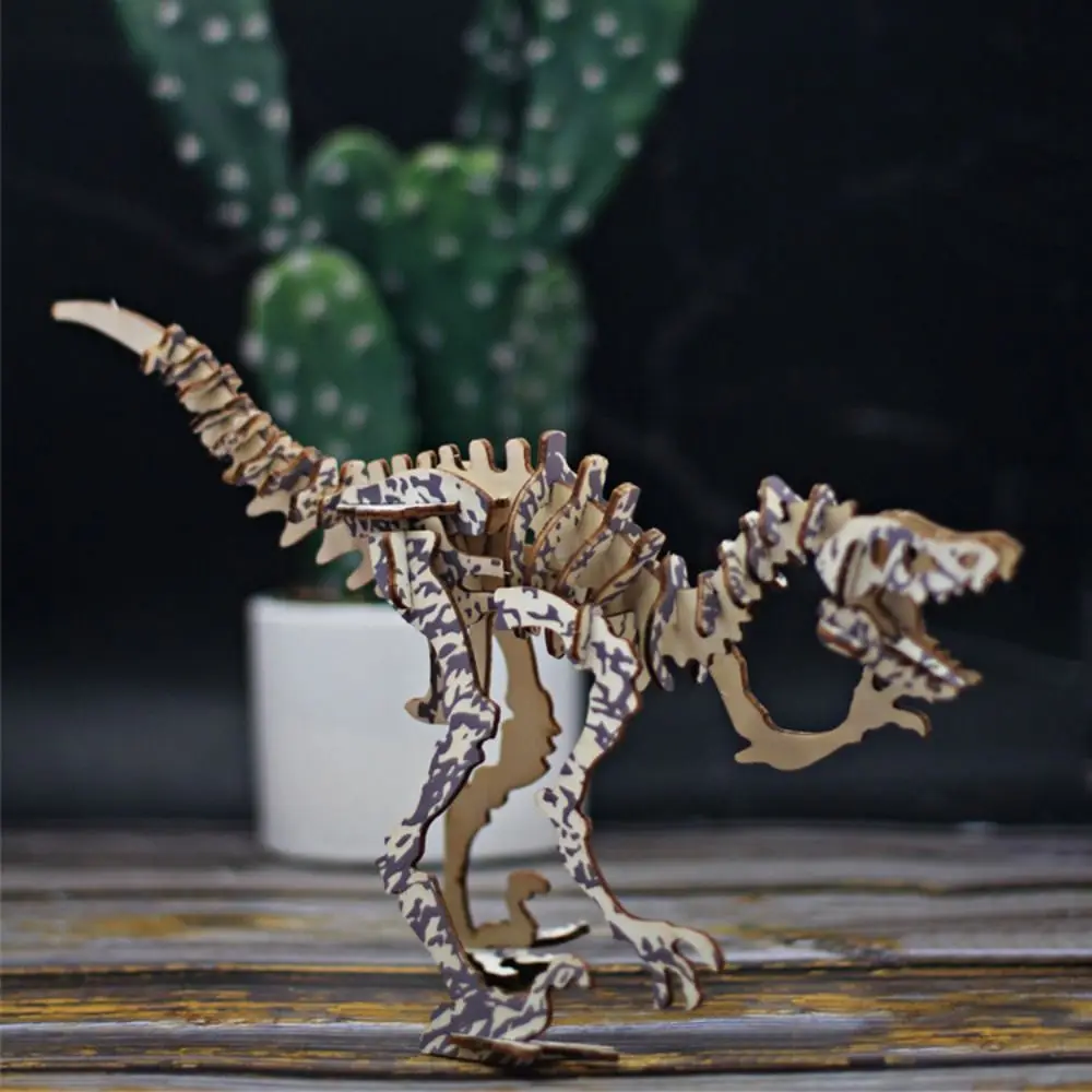 Deinonychus 3D Wooden Dinosaur Puzzle Triceratops Spinosaurus DIY Dinosaur Model Toy Diplodocus Tyrannosaurus Jigsaw