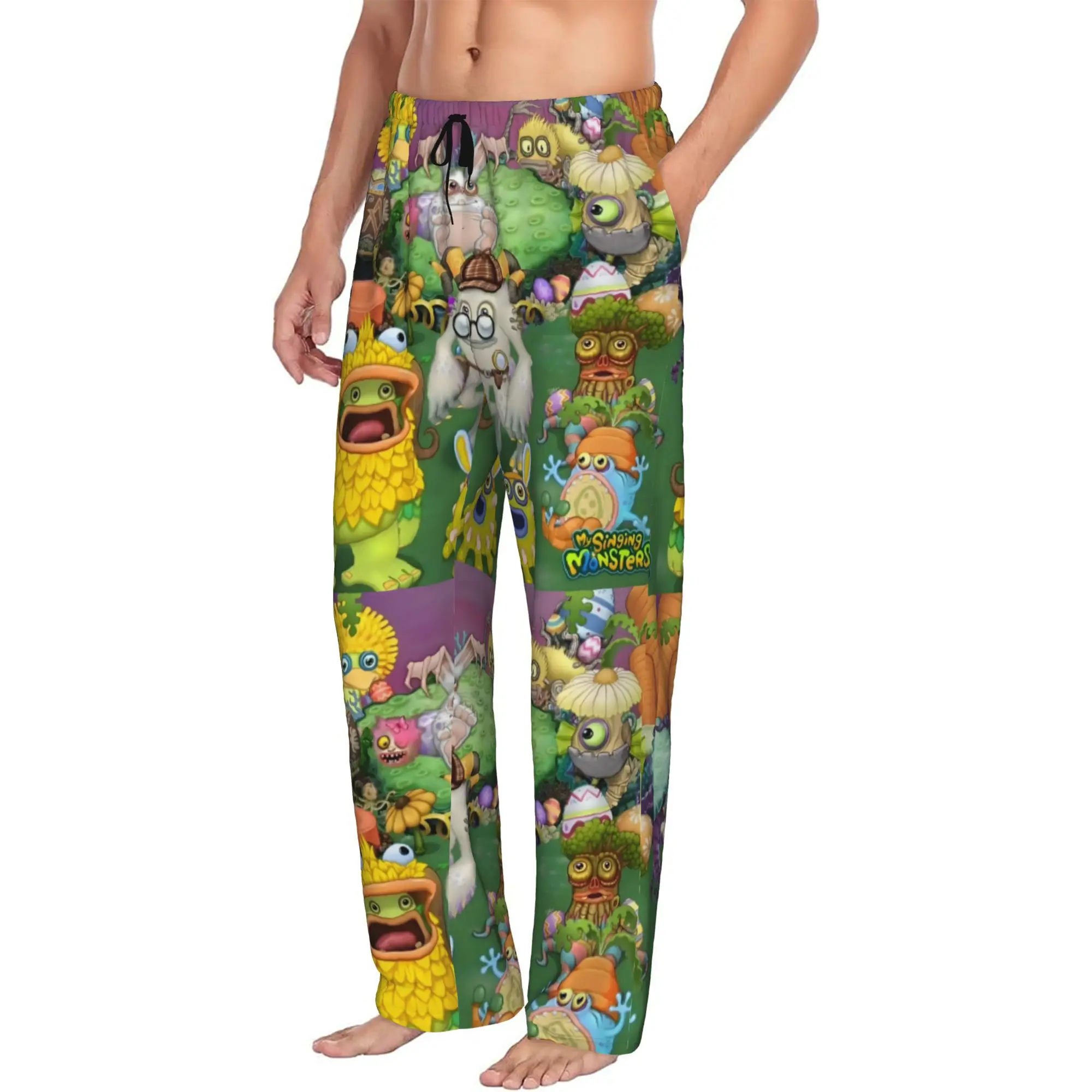 Custom My Singing Monsters Pajama Pants Men Video Game Sleepwear Lounge Sleep Bottoms Stretch with Pockets