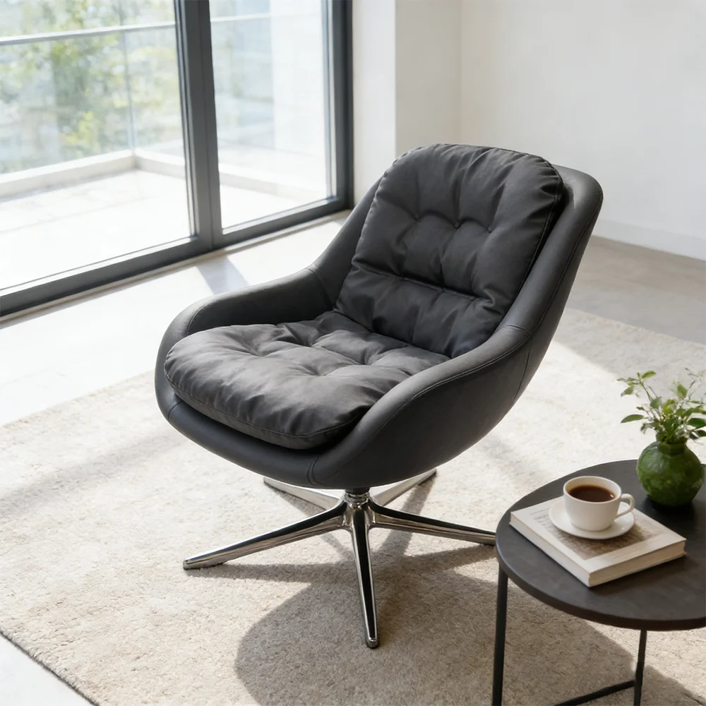 #Nordic Style Fabric Recliner Swivel Chair Comfy Padded Club Seating High Back Lazy Sofa For Home