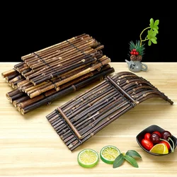 Japanese Bamboo Crafts Raft Sushi Plate Tray Sashimi Dishes Placement Bowl Decor Bamboo Ladder Fence Table Decoration