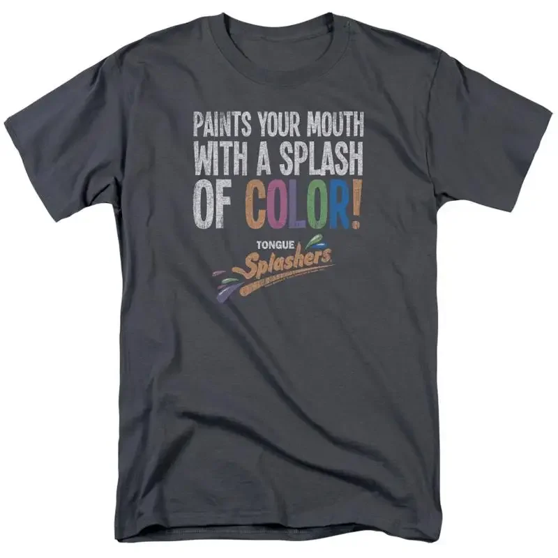 Dubble Bubble Paints Your Mouth T Shirt Mens Licensed Tongue Splashers Charcoal