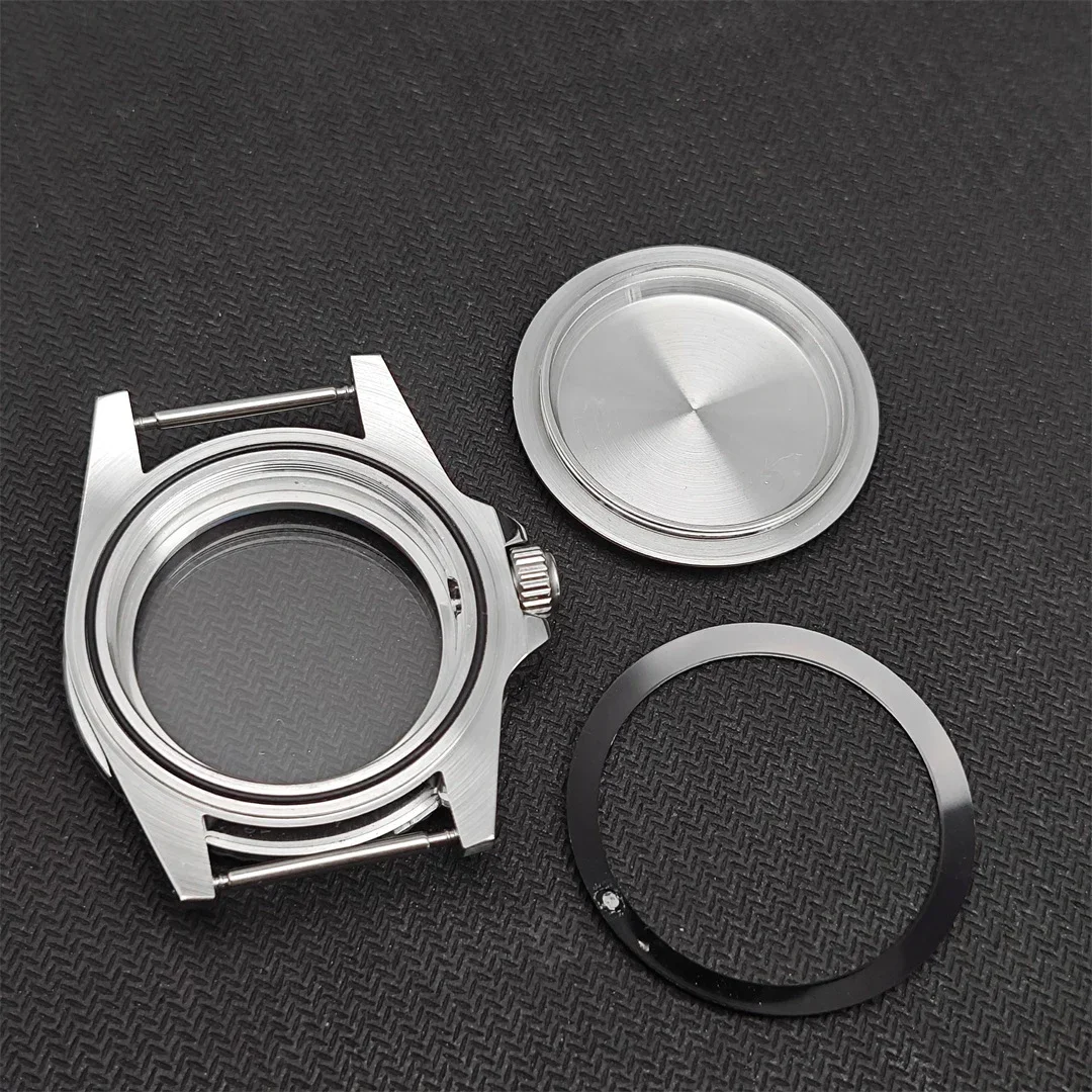 39.5mm Steel Watch Case Retro Flat Mirror Case with sapphire crystal Fit NH35 NH36 Movement Rotated Counterclockwise120 Click