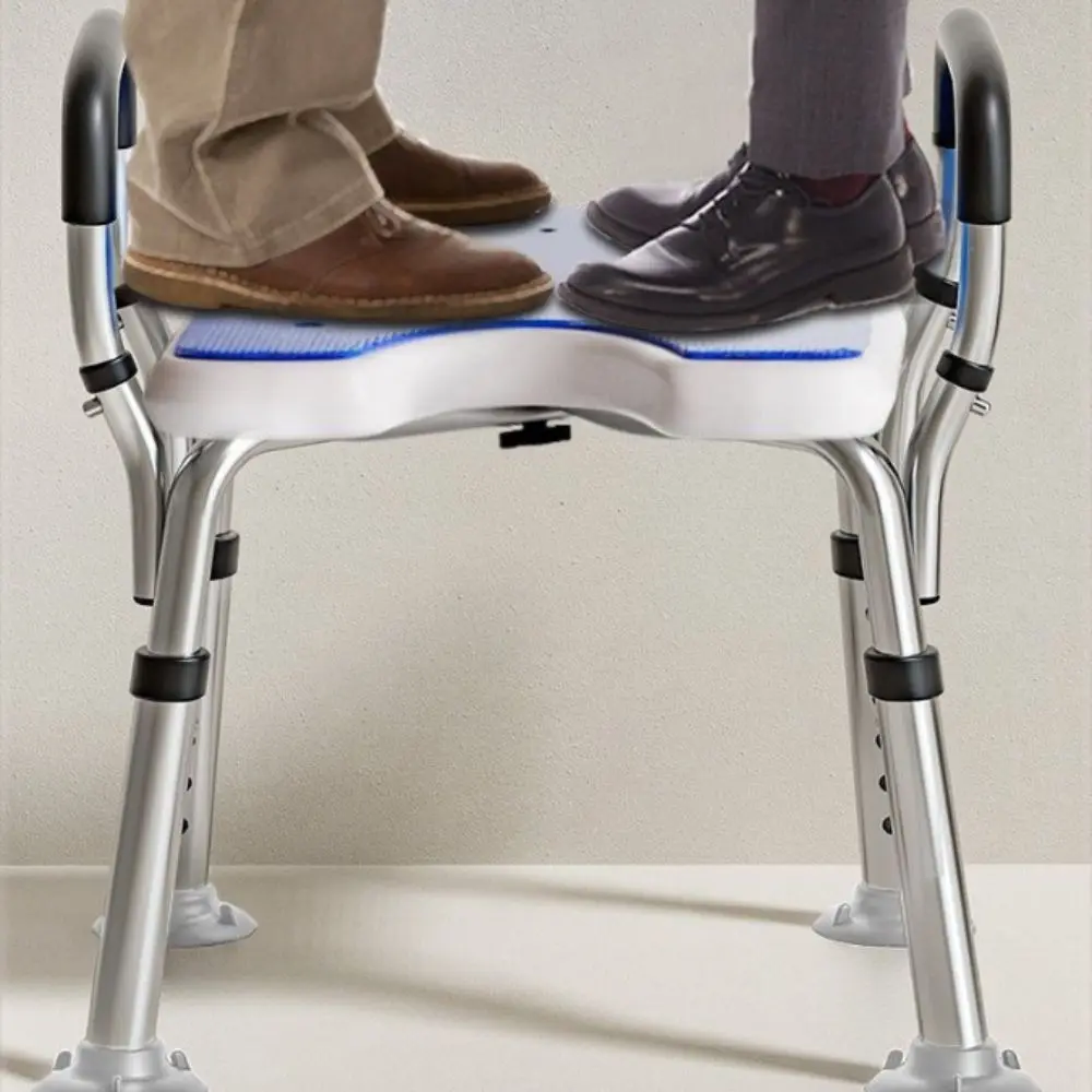 With Backrest Anti-Slip Shower Seat Ventilated Design Lightweight Material Ventilated Bathing Stool Aluminum Alloy Frame