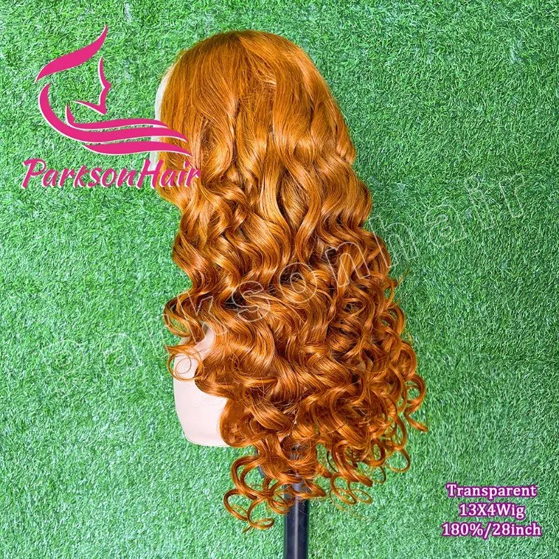 العسل براون خصلات الشعر المستعار الإنسان البرازيلي فضفاض موجة عميقة بني فاتح 13x4 13x6 الدانتيل الشفاف شعر مستعار أمامي للنساء قبل نتف