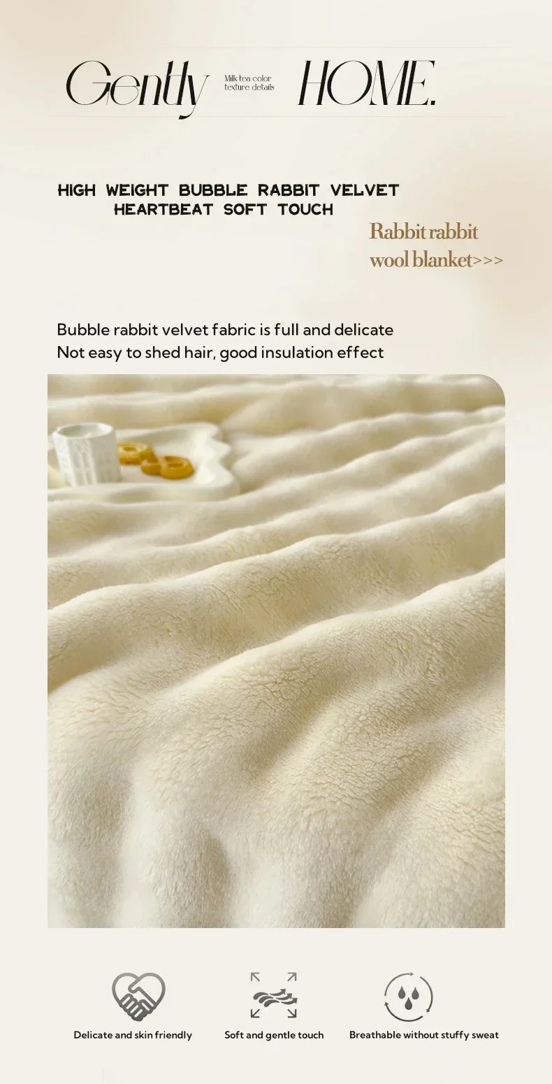 Einfarbige Flanell-Kaninchenfell-Decke, Nickerchen-Decke, Weiche Sofadecke, Korallenfleece-Überwurf für Schlafzimmer, Herstellergroßhandel – Detail 7
