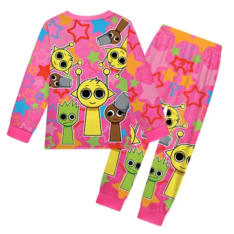 ♥AA Anime Cosplay Sprunki Cartoon Game Children's Clothing Sets Boys Sleepwear Clothes Kids Pajamas Set Baby Girls Cott New 2026 view 3