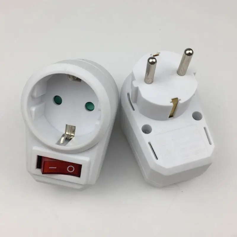 E06B Plugue conversão europeia 1 a 1 Way Adaptador energia com soquete viagem da UE