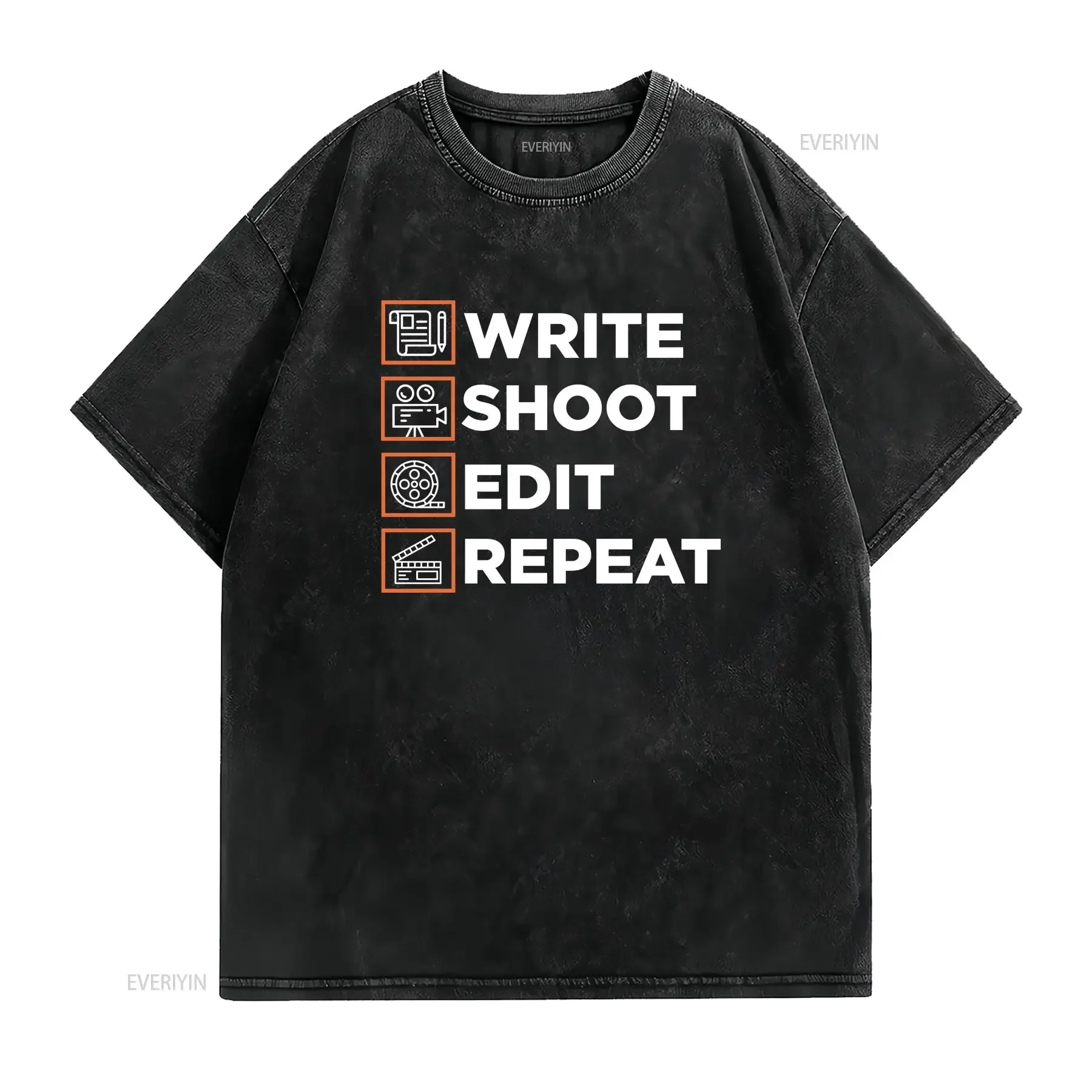 Filmmaker T Shirt Producer Film Director Write Shoot Edit Repeat Movie Production Funny Filmmaking vintage Washed Stylish