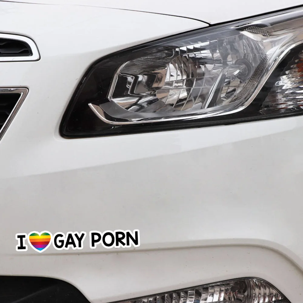 I Love Gay Porn Car Decal 13x8cm Creative Car Reflective Sticker Auto Window Bumper Rainbow Pride Sticker Funny Joke Prank Decal