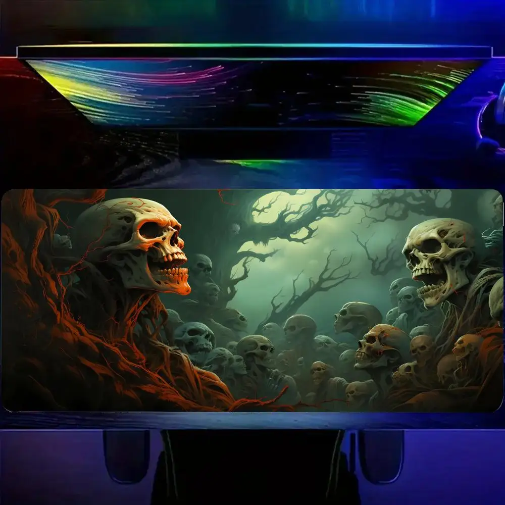 

HYBXAXC Gothic Skull Forest Mouse Pad, Dark Horror Desk Decor XXL GamingDurable Rubber Base,Ideal for Office & Home Use