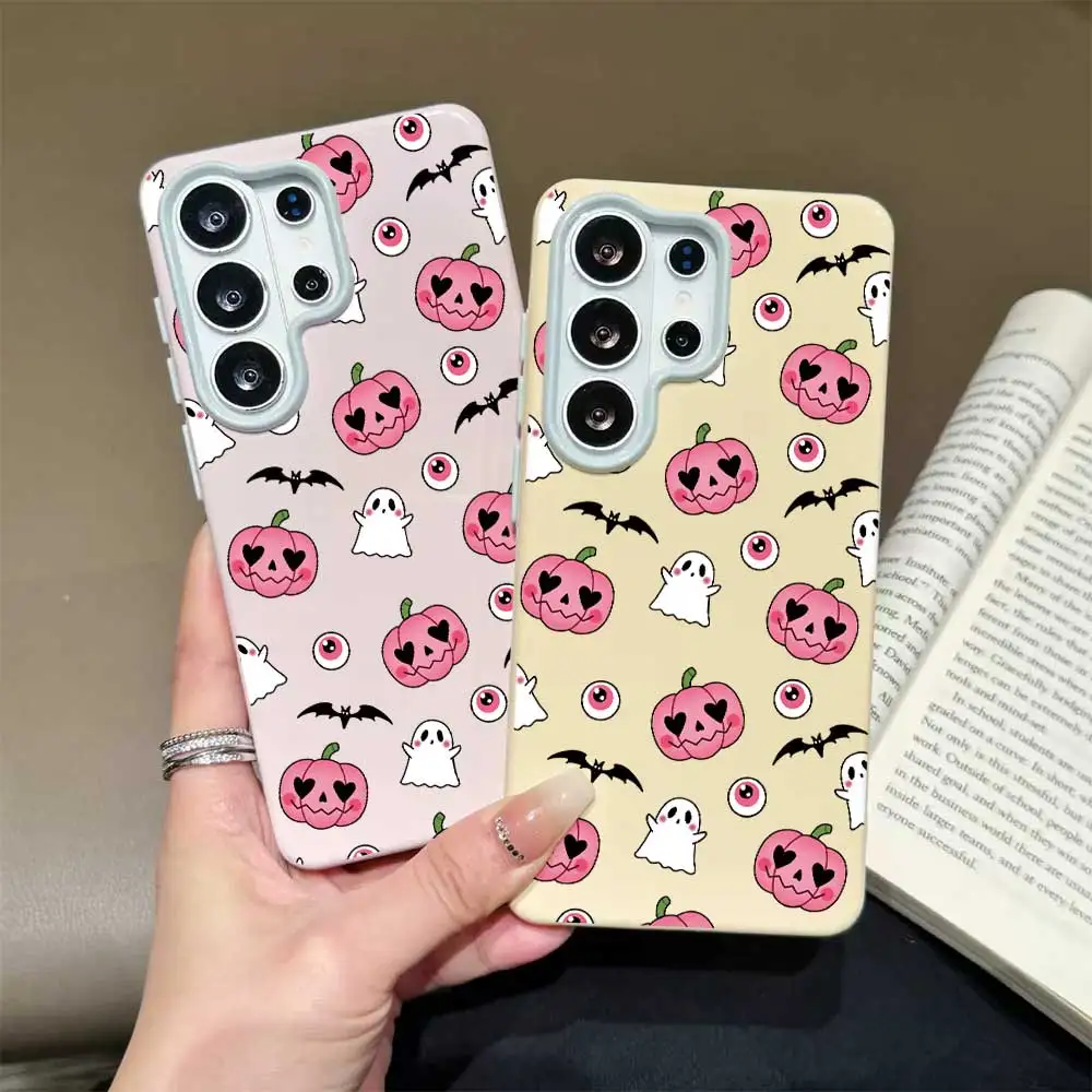 Halloween Pumpkin Ghost Phone Case For Samsung Galaxy S25 S23 Plus S26 S25 S24 Ultra A55 A57 A17 A07 Shockproof Soft TPU Cover