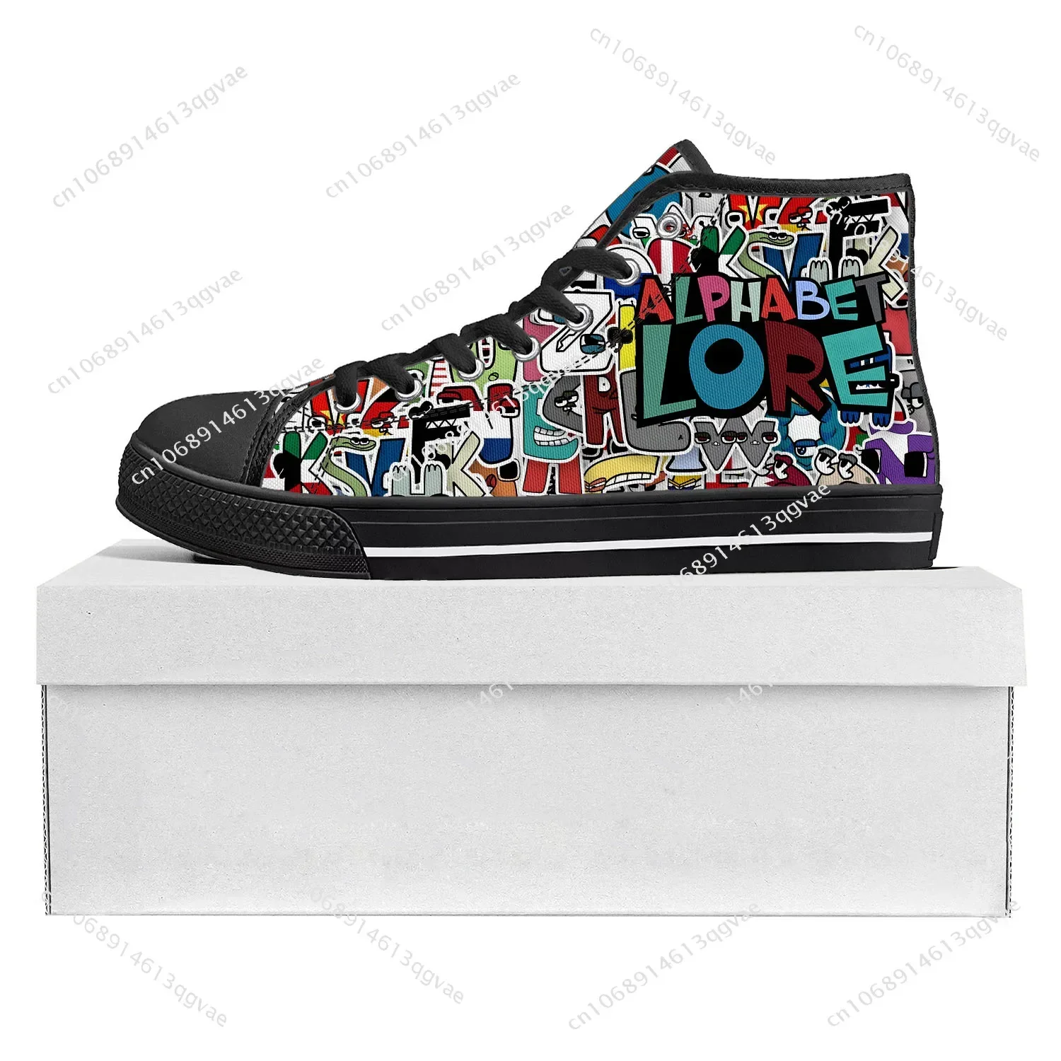 Alphabet Lore High Top High Quality Sneakers Mens Womens Teenager Canvas Sneaker Casual Couple Shoes Custom Made Shoe Black