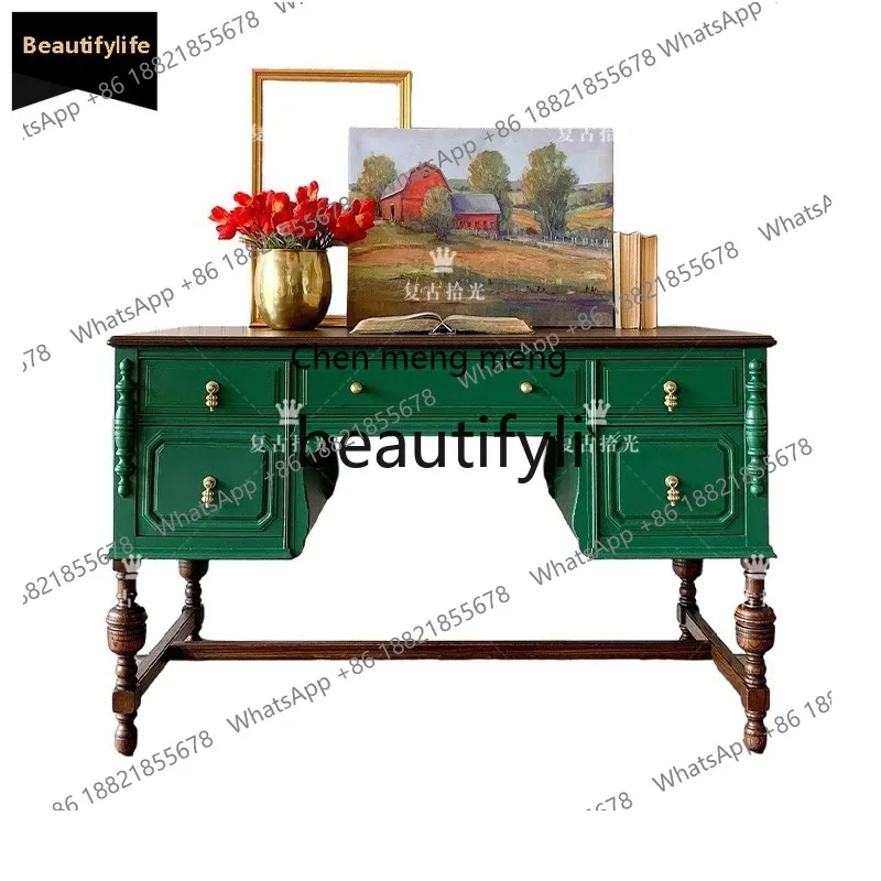 

French Retro Solid Wood Entryway Vintage Chest of Drawers Wall-Mounted Decorative Cabinet Storage Organizer