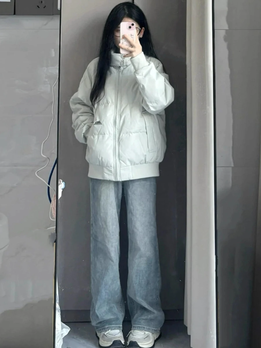 

2025 Winter Thiened Cotton Jaet Men's Korean Sle Small Size Bread Sle Coat Student Couple Outerwear Casual Loose Fit