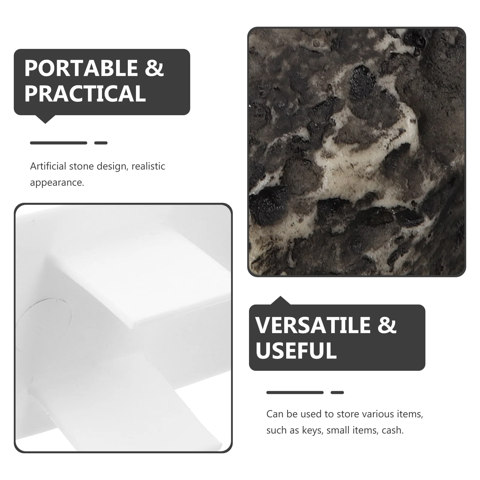 

Safe Storage Box for Key Realistic Artificial Stone Outdoor Garden Yard Hidden Holder for House Keys Moisture Resistant Heavy