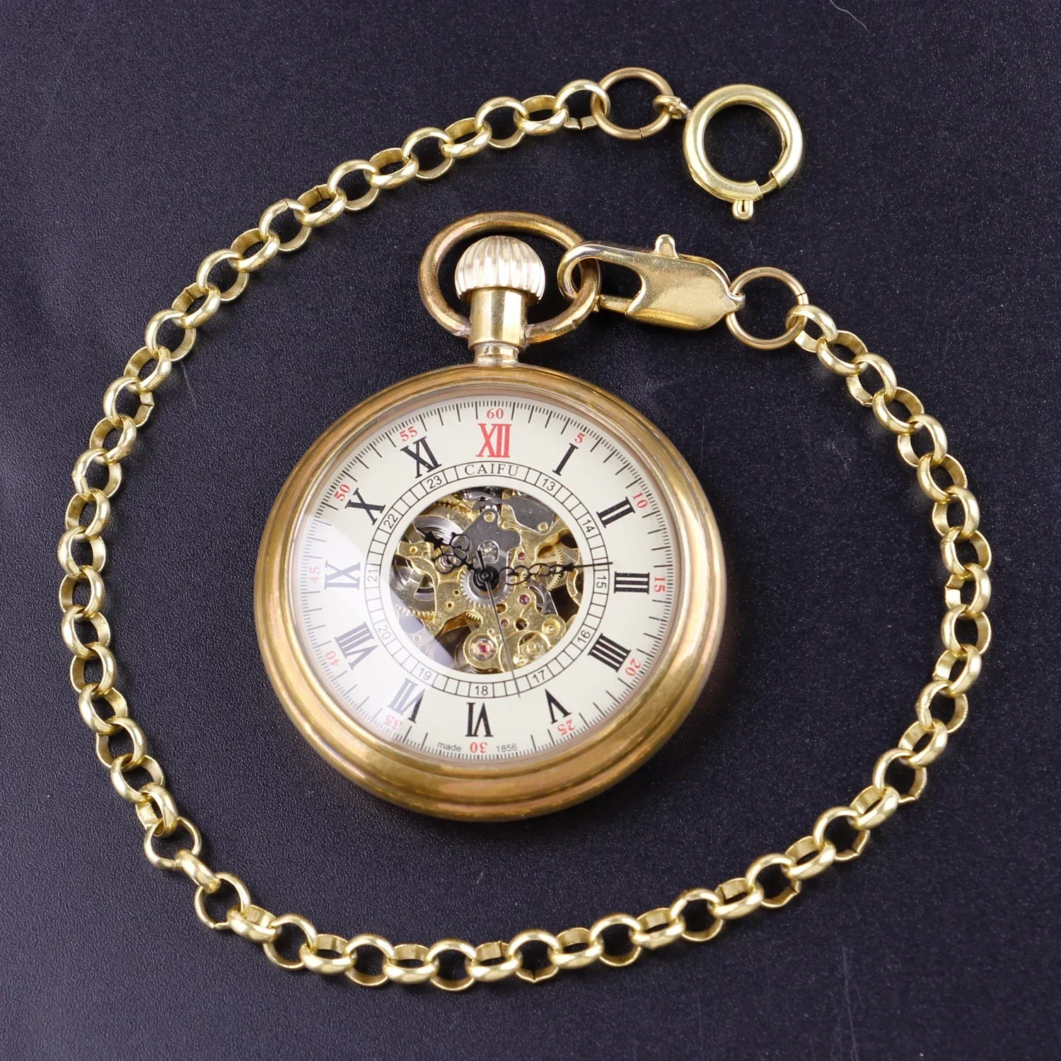 New Antique Roman Numerals Display Self Winding Mechanical Pocket Watch Vintage Pendant Clock Gentlemen Pocket Clock Gifts