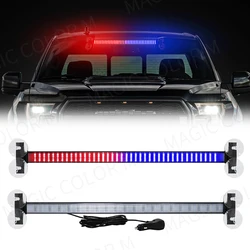 Magic colorM Emergency Grill Warning Lamp LED Strobe Police Light For Auto 80 led Windshield Bar Traffic Flashlight Car Blue Red