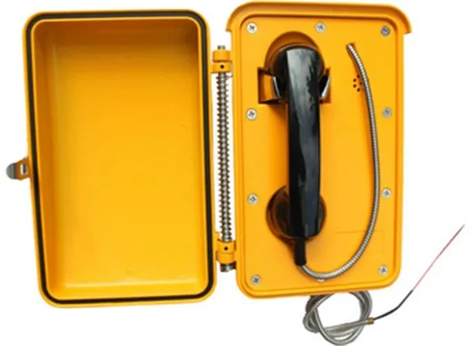 KNSP-03 T2S Telephone Handset steel cord Waterproof Voip Telephones IP dust proof Phone Yellow Aluminium Metal