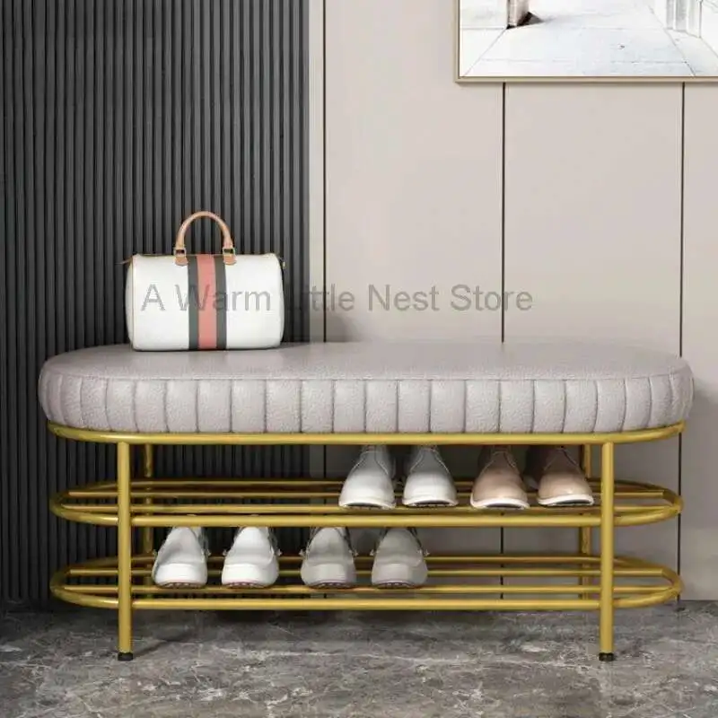 

Nordic Light Luxury Designer Shoe Change Stool Modern Minimalist Shoe Shelf Aesthetics Living Room Muebles Entrance Furniture