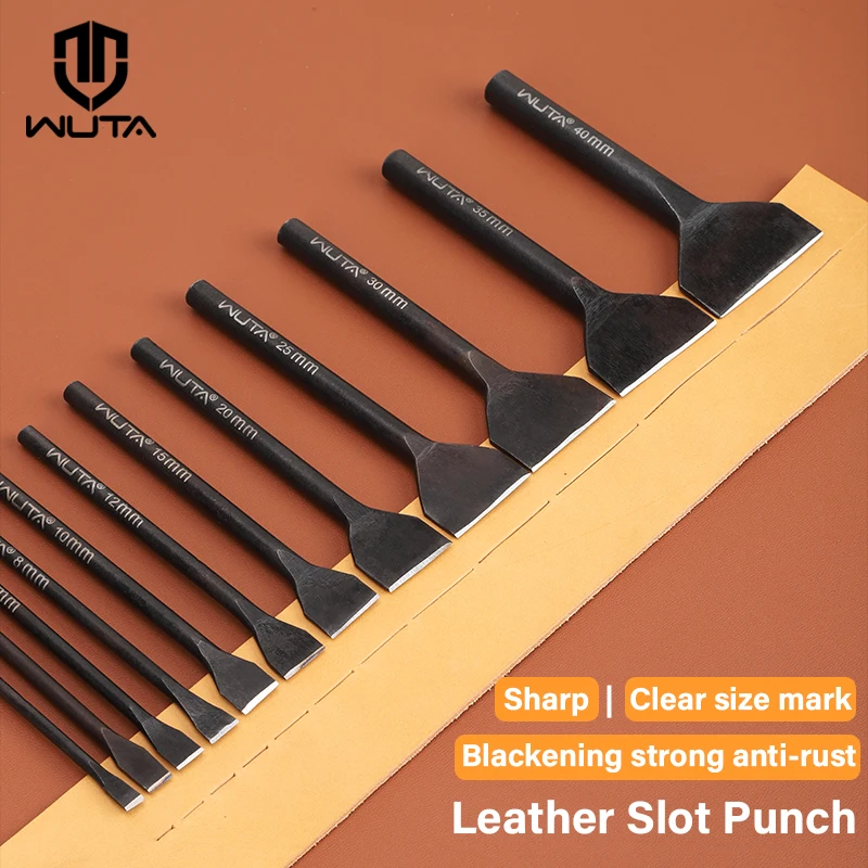 WUTA 1pc Leather Slotted Punch Tools Black Skin Hole Punches Sharp Straight Slot Cutter DIY Punching Wallet Leather Craft Tools