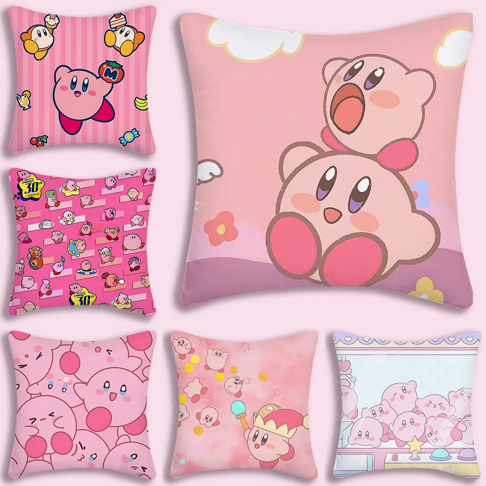 Hot Lovely K-Kirbies Pillow Covers Cartoon Sofa Decorative Home Double-sided Printing Short Plush Cute Cushion Cover