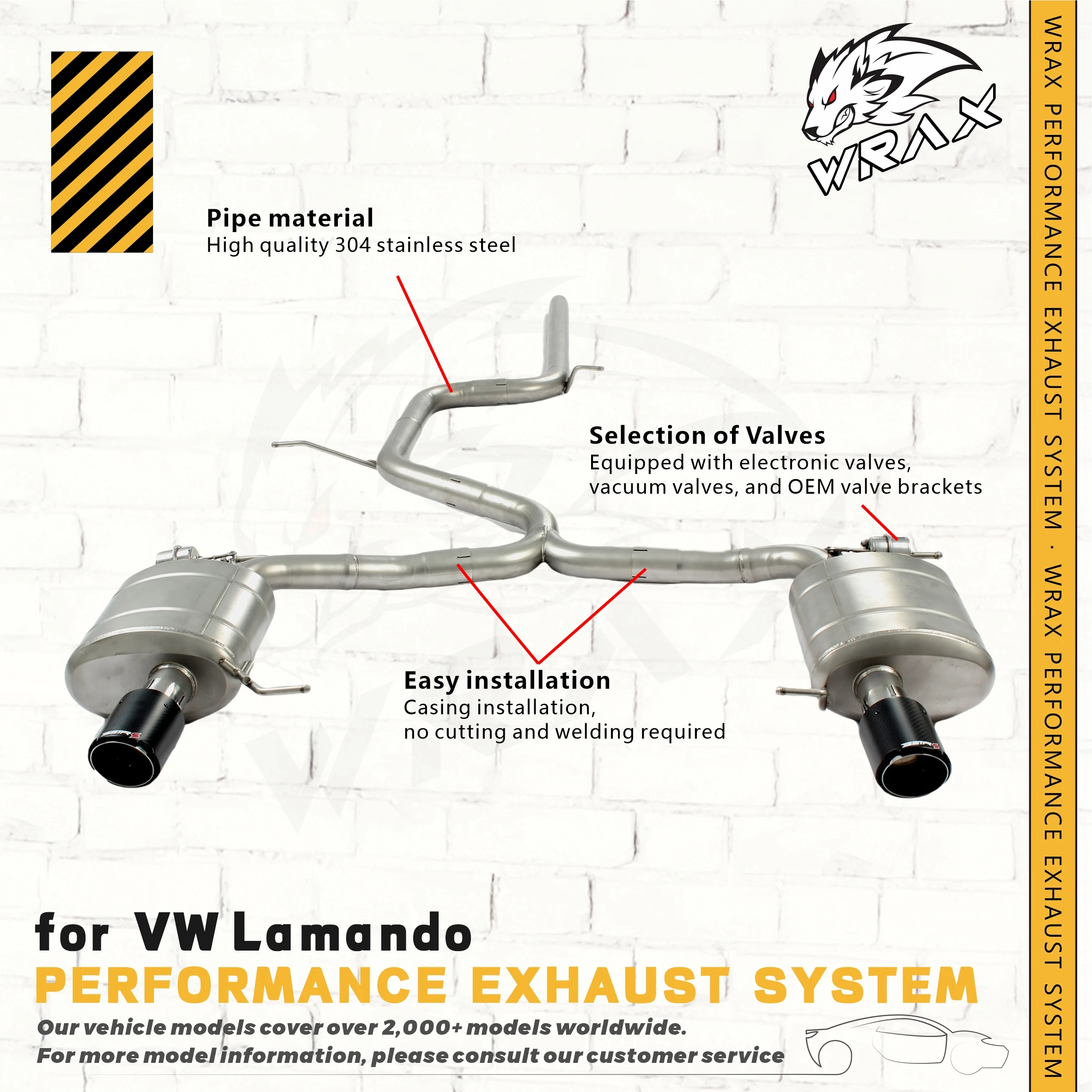 

for VW Lamando Exhaust System Valved Catback with SS304 Muffler Performance Boost Spoty Sound Easy Installation