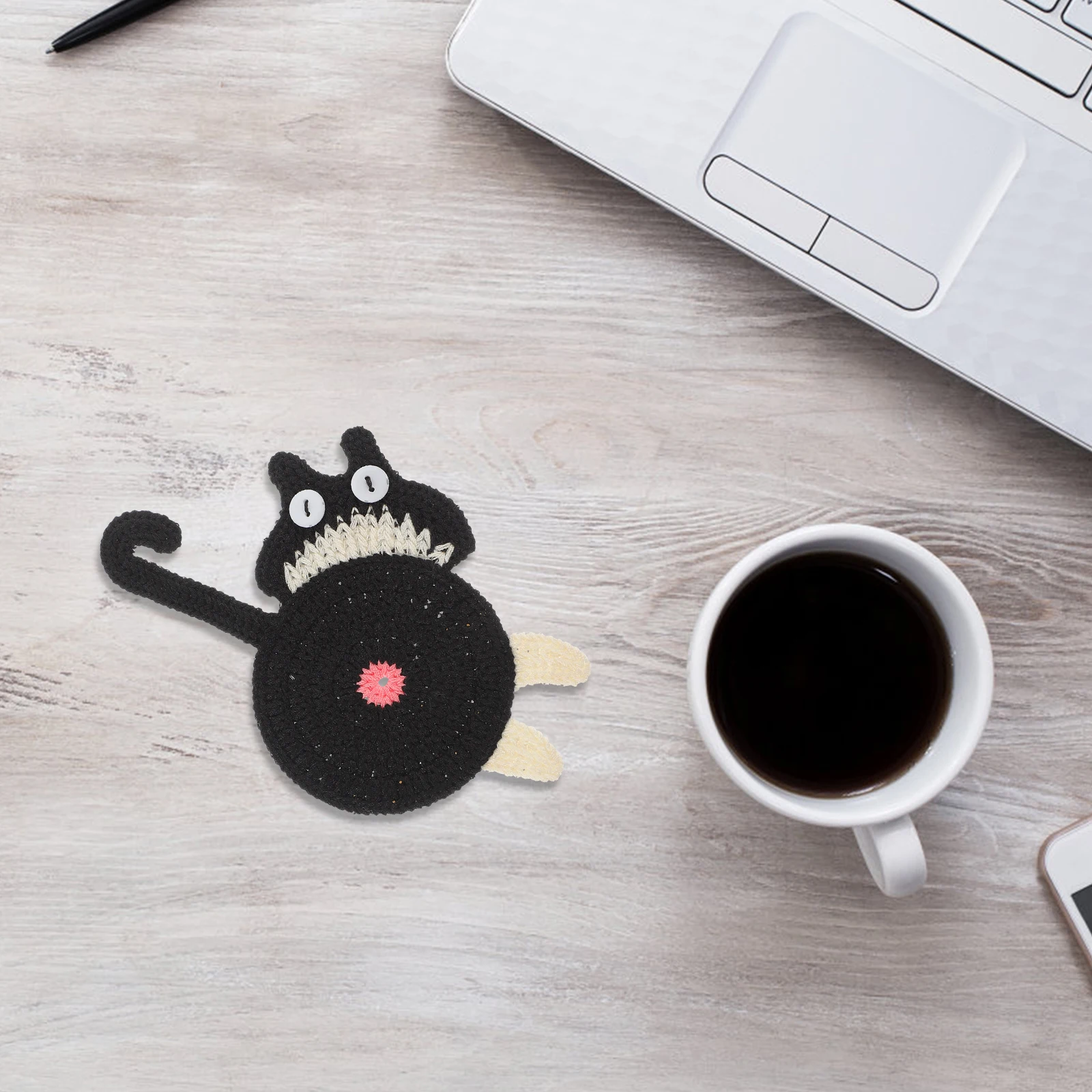 

H made Butt Coaster Black Knitted Non Coffee Kitchen Decor Slip Heat Insulated Coasters Reusable Coffee Kitchen Decor Desk Mat