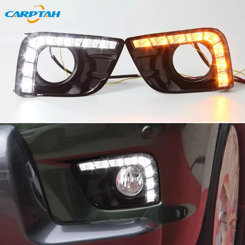 Car LED Daytime Running Light For Toyota Prado 150 FJ150 2010 2011 2012 2013 Decoration Daylight Auto Turn Signal Indicator DRL