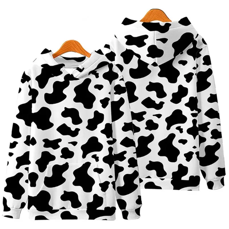 Black and white cow print hoodie women men 3D printed long-sleeved sweatshirt hoodie fashion original hoodie