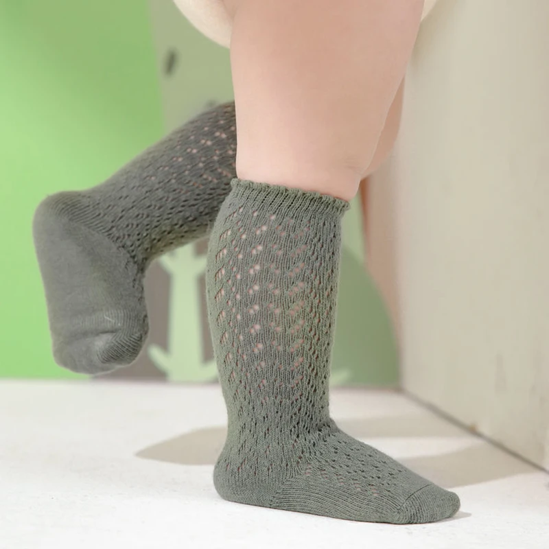 Baby Mädchen Prinzessin gestrickte Netz socken Sommer weiche Kleinkind Mädchen Knies trümpfe Baumwolle Kleinkind Neugeborene Mädchen lange Röhren strümpfe – Detail 6